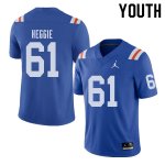 Youth Florida Gators #61 Brett Heggie NCAA Jordan Brand Royal Throwback Alternate Authentic Stitched College Football Jersey UBY5362FT